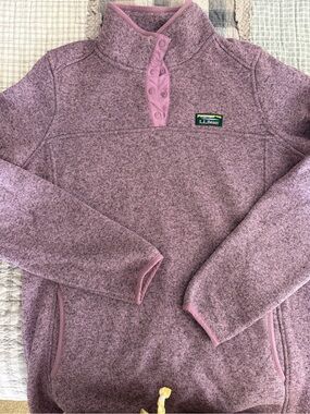 L.L. Bean Women's Mauve Heather Snap-Front Turtleneck Pullover